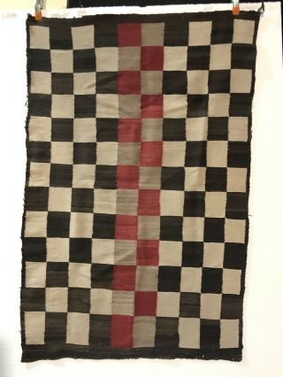 Old Navajo Ganado Weaving - Checkered Woven Rug Blanket Textile 56”x37”