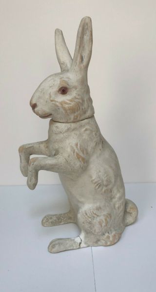 Antique German Easter Rabbit Glass Eye Candy Container White 11