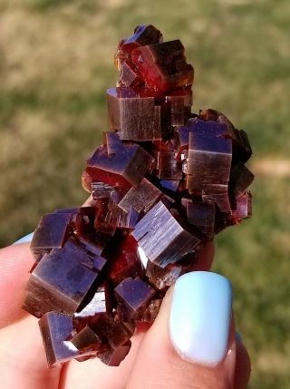 Awesome Large Lustrous Dark Cherry Red Vanadinite Crystals On Matrix (: (: