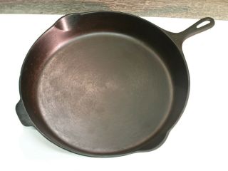 Vintage Unmarked Wagner 12 14 Inch Cast Iron Skillet Cleaned & Seasoned