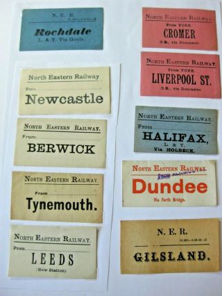 Ner North Eastern Railway Luggage Labels Inc Gilsland Dundee Tynemouth Etc