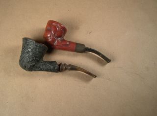 2 Vintage Smoking Estate Pipes Imported Italy & Unsigned