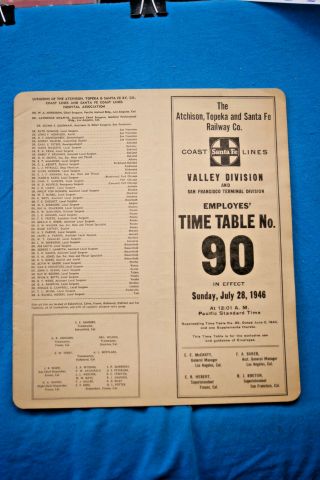 Santa Fe Employee Timetable - Valley Div. ,  San Francisco Term.  - July 28,  1946