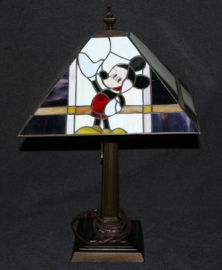 Disney Mickey & Minnie Mouse Stained Glass Lamp Shade Tiffany Mission Style