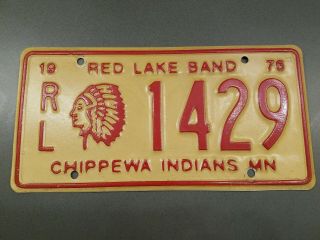 Minnesota Red Lake Band Of Chippewa Indians License Plate 1976
