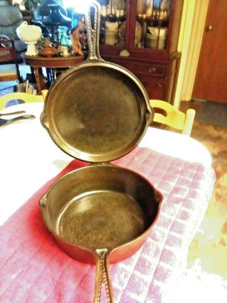 Vintage Cast Iron Hammered Skillet 4 In 1 Lid With Hinge By Lodge