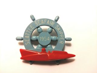 Vintage Seattle Seafair Skipper 1954 Pin With Hydroplane Boat