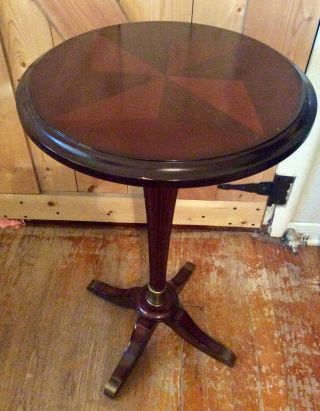 Bombay Company Wood Mahogony Pedestal Plant Stand Side Table Plantstand Inlaid