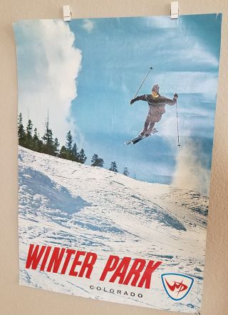 Vintage Winter Park Ski Resort Colorado Poster 1970s Downhill Authentic Looart