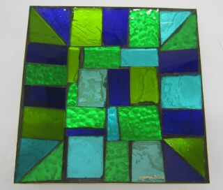 Vtg Mid Century Modern Georges Briard Art Glass Mosaic Tray Ashtray Dish Square
