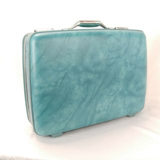 Vtg Turquoise Suitcase American Tourister Hard Side Luggage Travel Flaws 22 In