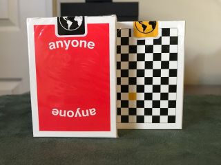 2 Decks Of Anyone Worldwide Playing Cards 1 Red Logo & 1 Yellow Checkerboard