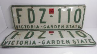 Old Vintage Green & White Pair Victorian Number Plates Mens Shed Den Fdz 110