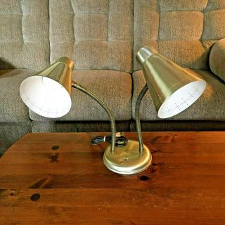 Vintage Retro Mid Century Modern Atomic Goose Neck Table Lamp 3 Way