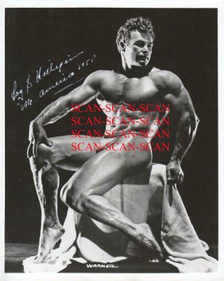 SEMI NUDE Mr.  AMERICA 1951 (ROY HILLIGENN) SIGNED PHOTO: 1950s MALE BODY - BUILDER 2