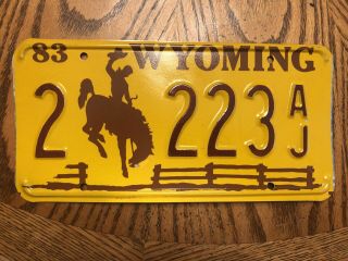 Vintage 1983 Wyoming Vintage License Plate Bucking Bronco Rodeo Rodeo Cowboys Aj