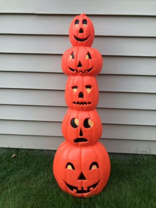 Don Featherstone 34 " Halloween Pumpkin Totem Pole Blow Mold