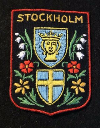 Stockholm Vintage Patch Badge Sweden Resort Souvenir Travel Ecusson Coat Of Arms