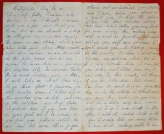 1863 California Letter - Leaving For Virginia City,  Nevada Territory Silver Mine