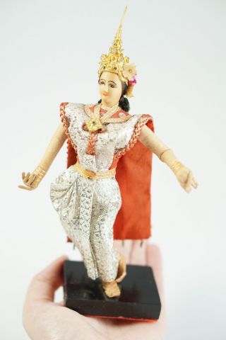 Vintage Thai Thailand Dancing Ethnic Doll Crown Antique Figurine Traditional Toy