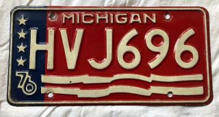 Vintage Michigan 1976 Metal License Plate