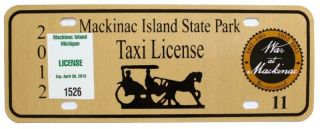 Michigan 2012 Mackinac Island State Park Horse - Drawn Taxi Carriage License Plate