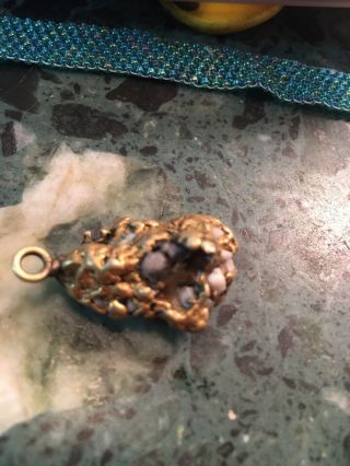 11.  9 Gram Gold Nugget With Bail And Quartz 2