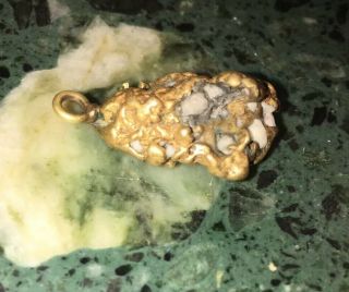 11.  9 Gram Gold Nugget With Bail And Quartz 3