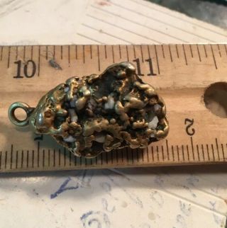 11.  9 Gram Gold Nugget With Bail And Quartz 4