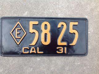 1931 California State Patrol - " Diamond E " - " Exempt " - License Plate - Police