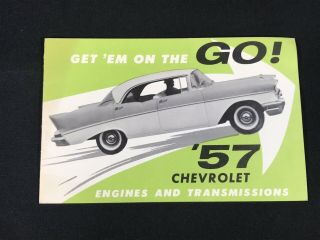 Vtg 1957 Chevrolet Chevy Car Engine & Transmissions Advertising Sales Brochure