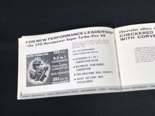 Vtg 1957 Chevrolet Chevy Car Engine & Transmissions Advertising Sales Brochure 4