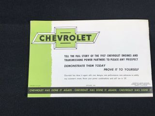 Vtg 1957 Chevrolet Chevy Car Engine & Transmissions Advertising Sales Brochure 6