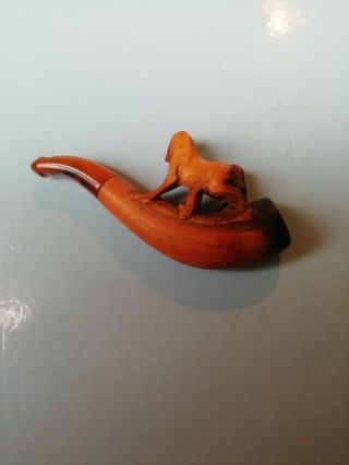 ANTIQUE/VINTAGE POSSIBLE MEERSCHAUM PIPE CASED MINIATURE - CARVED HORSE 2
