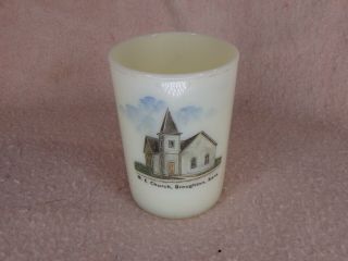 Broughton,  Kansas - Antique Custard Glass Souvenir Cup