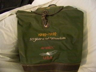 Avirex Vtg Anniversary Green Nylon Backpack “50 Years Of Freedom 1942–1992” Rare