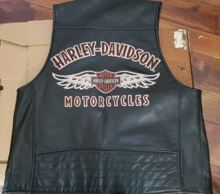 Harley Davidson Black Leather Vest Size Medium