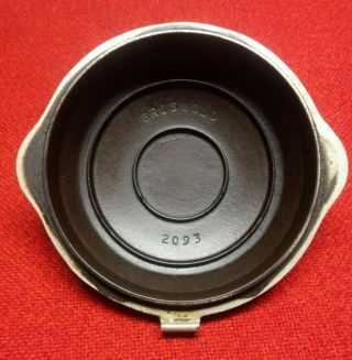 SCARCE 3 GRISWOLD HAMMERED BLACK CAST IRON SKILLET 2013 W/ HINGED LID 2093 9