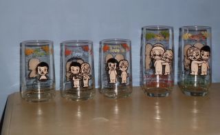 Set Of 5 All Different Vintage Love Is Glasses Kim Casali Los Angeles Times 1976