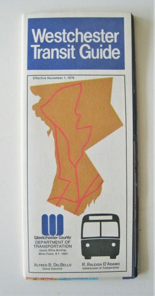 Vintage 1976 Westchester County Transit Guide York City Area Bus Map