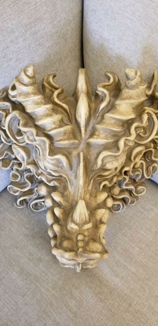Vintage Asian Carved Dragon Head Trophy Wall Sculpture Medieval Gothic 4