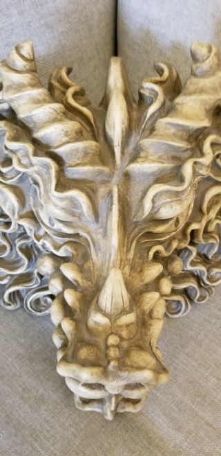 Vintage Asian Carved Dragon Head Trophy Wall Sculpture Medieval Gothic 5