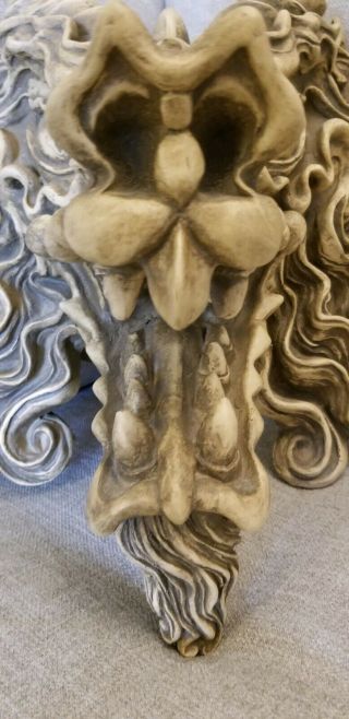 Vintage Asian Carved Dragon Head Trophy Wall Sculpture Medieval Gothic 6