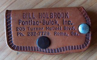 Vintage Buick Pontiac Leather Key Chain Fob Advertising Keychain Rome Ga