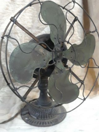 Emerson Brass Blade And Cage Fan Type 1510 Ornate Base 12in Electric