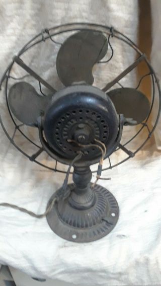 Emerson Brass Blade And Cage Fan Type 1510 Ornate Base 12in Electric 2