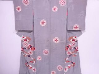76635 Japanese Kimono / Antique Kimono / Monkinsha / Circle With Flower