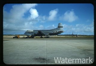1950s Red Border Kodachrome Photo Slide Douglas C - 124 Globemaster Airplane Guam