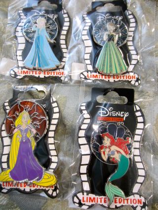 Disney Dssh Stained Glass Elsa Anna Ariel Rapunzel Window Spherical Pin Set Le