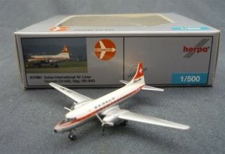 Herpa - Swissair - Convair Cv - 440 1:500 Scale Die Cast Model Prop Plane